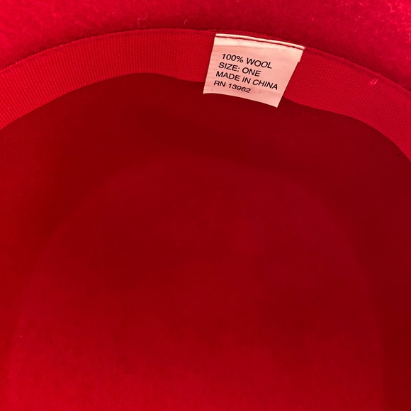 Vintage 100% Wool Red & Purple Feather & Satin Bow Derby Tea Party Hat - Picture 6 of 10